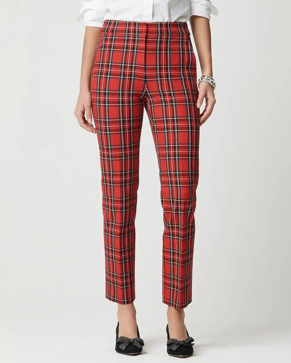 J. Crew red Tartan cropped straight pant $118 new sz 12 WP22